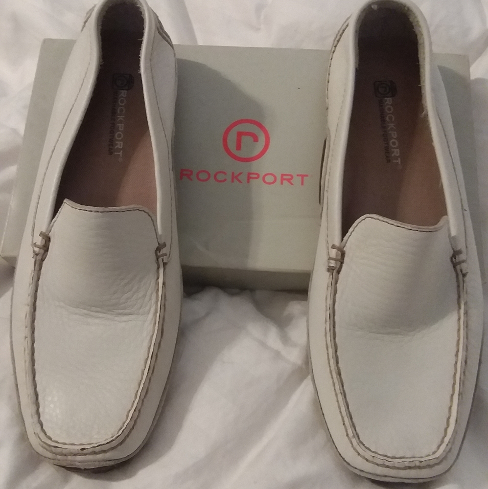 White Rockport Loafers